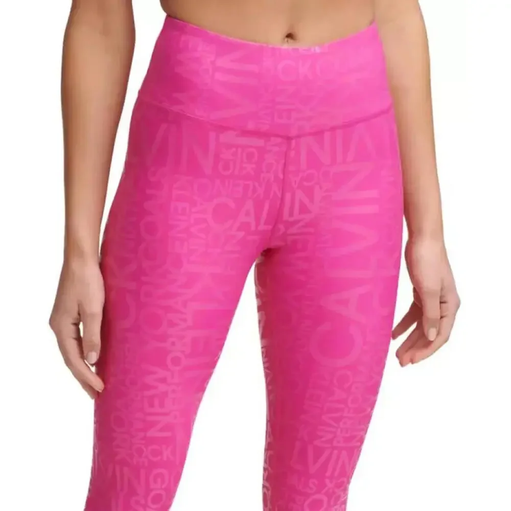 Calvin Klein Performance Women's Metallic-Print High-Waist 7/8Leggings XS - Picture 2 of 4